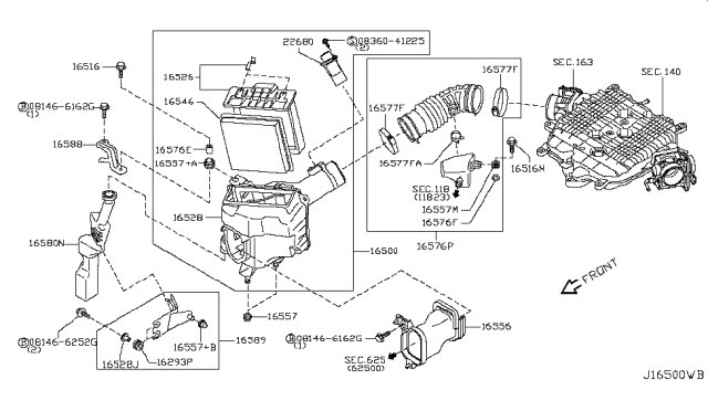 2008 Infiniti G37 Pipe Assembly Air Diagram for 16576-EY00A