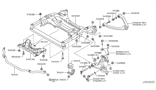 2009 Infiniti G37 Lower Left Transverse Link Complete Diagram for 54501-JU41B