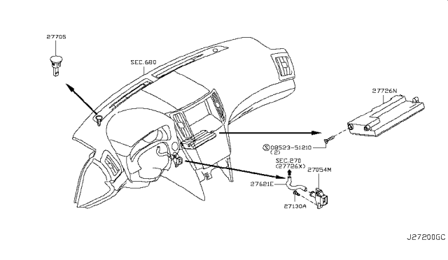 2012 Infiniti G25 Amplifier - Control, Air Conditioner Diagram for 27760-1NN3A