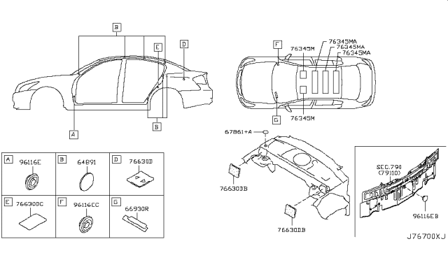 2011 Infiniti G37 Body Side Fitting Diagram 4