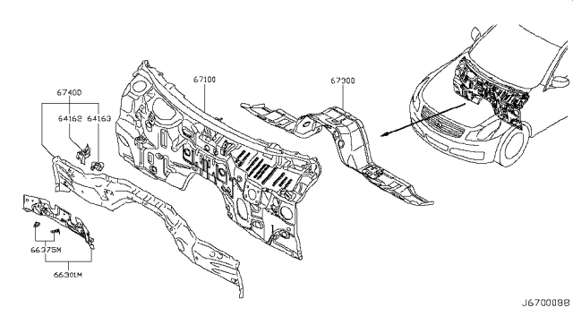 2008 Infiniti G35 Dash Panel & Fitting Diagram