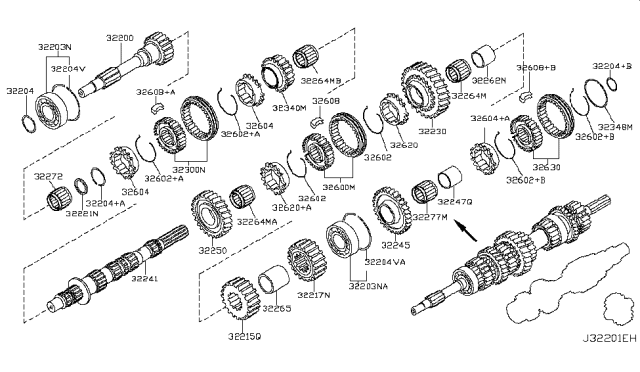 2013 Infiniti G37 Input Shaft Diagram for 32200-CD80C