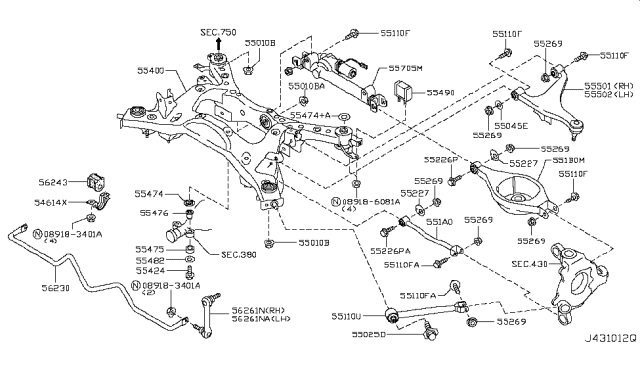 2008 Infiniti G37 Rear Suspension Diagram 3
