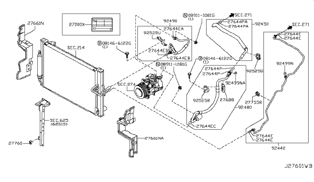 2015 Infiniti Q40 Condenser,Liquid Tank & Piping Diagram 1