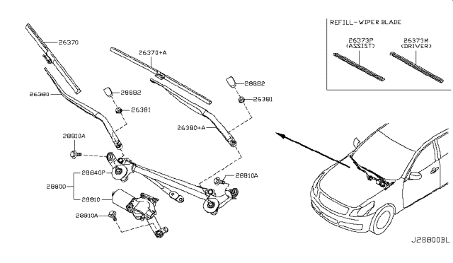 2009 Infiniti G37 Windshield Wiper Diagram 2