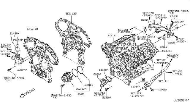 2007 Infiniti G35 Water Pump, Cooling Fan & Thermostat Diagram 2