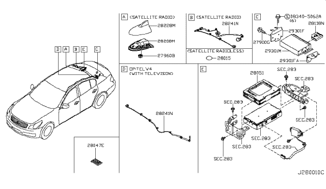 2008 Infiniti G35 Feeder-Antenna Diagram for 28243-JK610