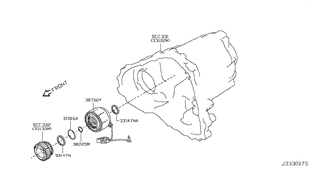 2009 Infiniti G37 Transfer Shift Lever,Fork & Control Diagram 2