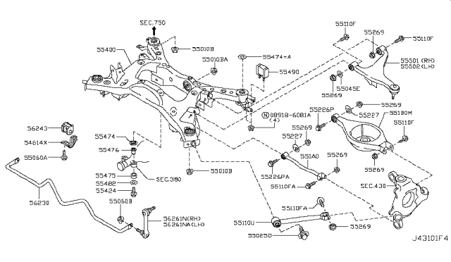 2009 Infiniti G37 Sedan Rear Suspension Diagram 6