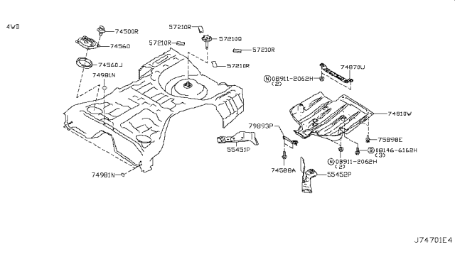 2015 Infiniti Q40 Floor Fitting Diagram 10