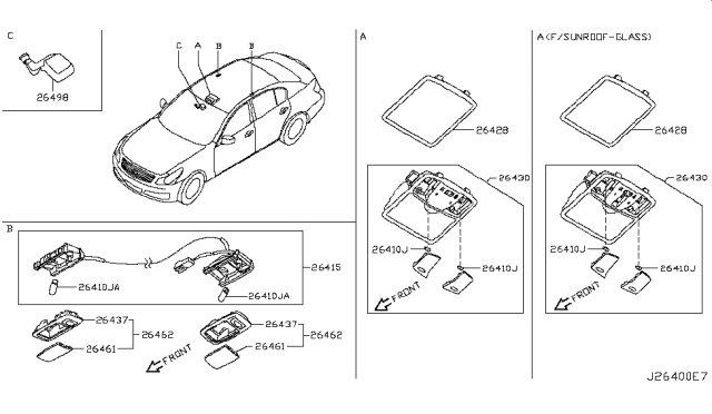 2010 Infiniti G37 Lamp Assembly-Map Diagram for 26430-JL06A