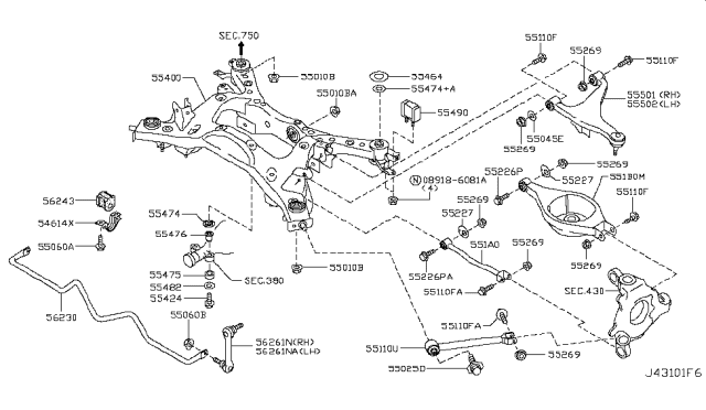 2009 Infiniti G37 Rear Suspension Diagram 9