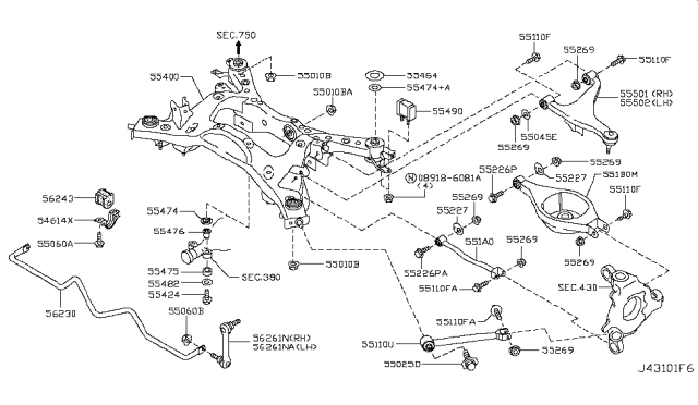 2009 Infiniti G37 Sedan Rear Suspension Diagram 9