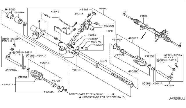 2008 Infiniti G37 Sedan Power Steering Gear Diagram 5