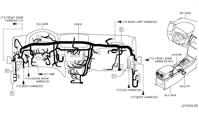 2010 Infiniti G37 Harness Assembly-Main Diagram for 24010-1NC1A