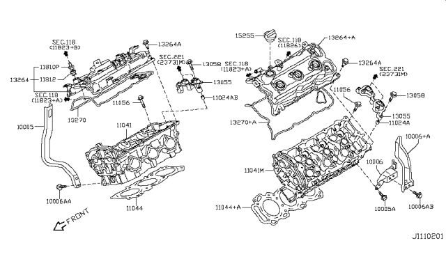 2011 Infiniti G37 Cylinder Head & Rocker Cover Diagram 1