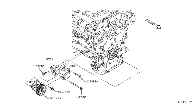 2012 Infiniti G25 Power Steering Pump Mounting Diagram 1