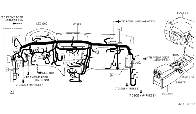 2012 Infiniti G25 Harness-Main Diagram for 24010-3LW0A