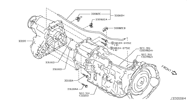 2010 Infiniti G37 Transfer Assembly & Fitting Diagram 1