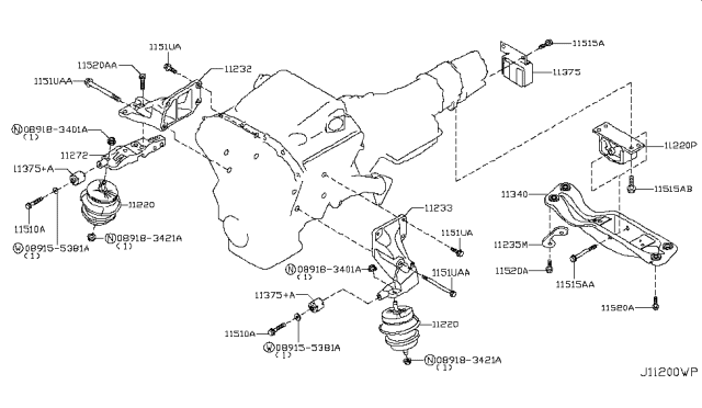 2008 Infiniti G37 Plate-Heat Shield Diagram for 11384-JK500