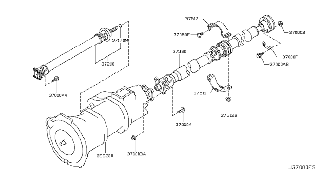 2012 Infiniti G25 Propeller Shaft Diagram 4