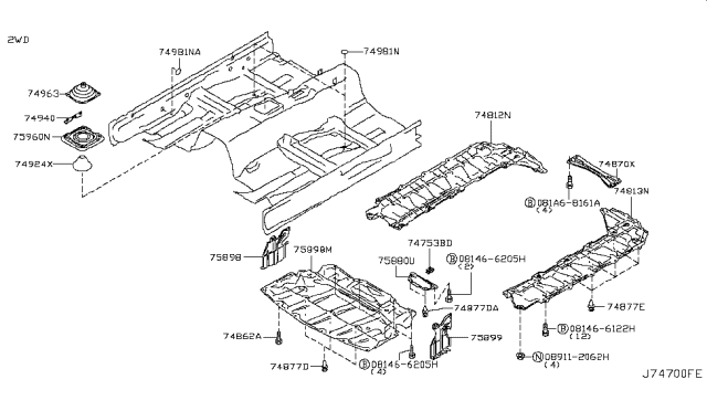 2010 Infiniti G37 Sedan Floor Fitting Diagram 1