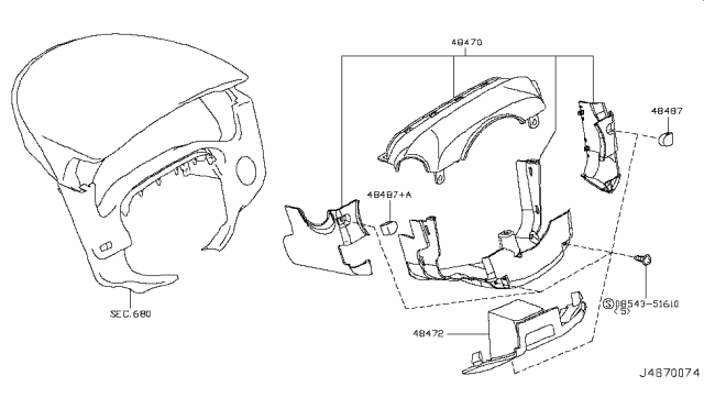 2007 Infiniti G35 Cover Steer COLUM Diagram for 48470-JK70A