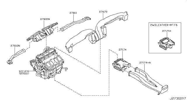 2008 Infiniti G35 Duct-Heater Floor Diagram for 27931-JK600