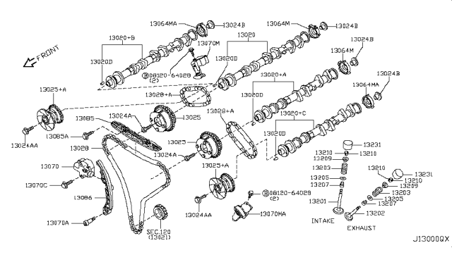 2008 Infiniti G35 Tensioner Assy-Chain Diagram for 13070-JK20A