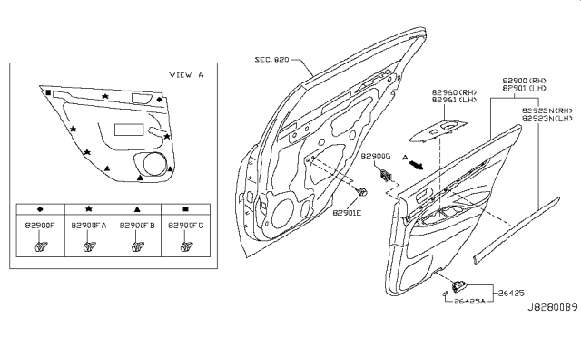 2008 Infiniti G35 Sedan Rear Door Trimming Diagram 3