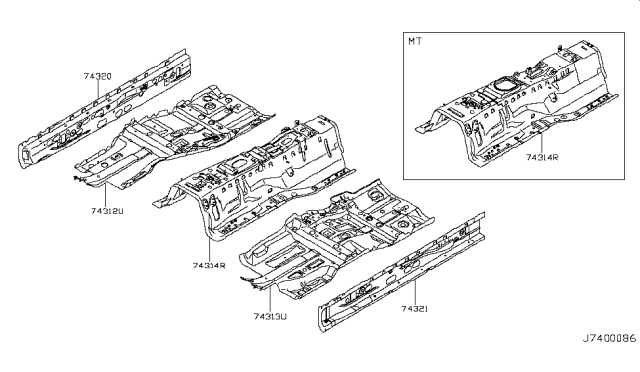 2011 Infiniti G25 SILL Inner RH Diagram for 76450-JK00A