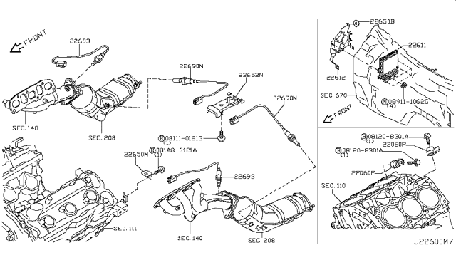 2008 Infiniti G37 Engine Control Module Diagram for 23710-JK67B