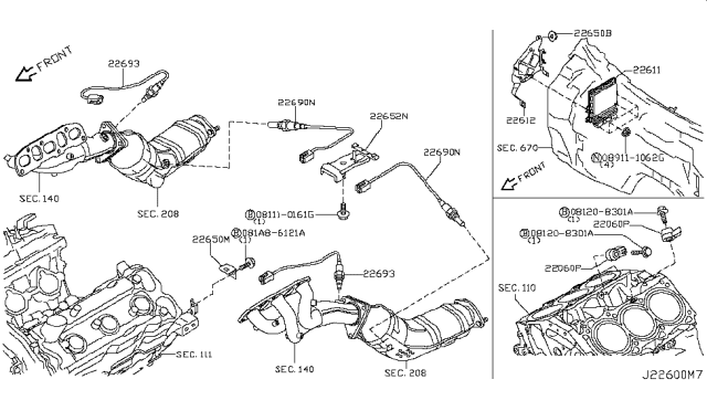 2008 Infiniti G37 Engine Control Module Diagram for 23710-JK61A