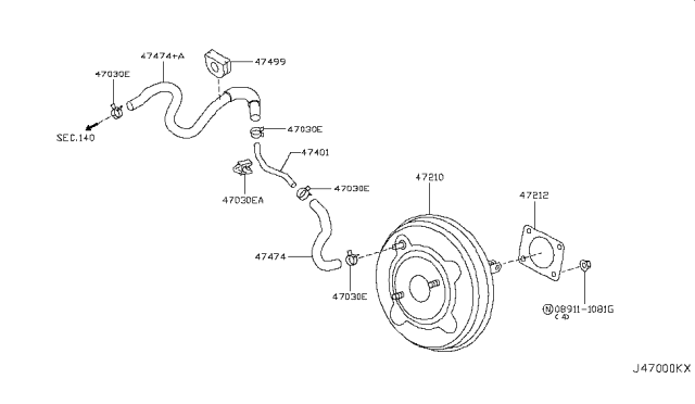 2008 Infiniti G35 Booster Assy-Brake Diagram for D7210-JK52A