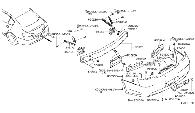 2012 Infiniti G37 Rear Bumper Diagram 2