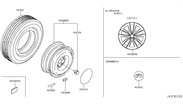 2009 Infiniti G37 Sedan Road Wheel & Tire Diagram 2