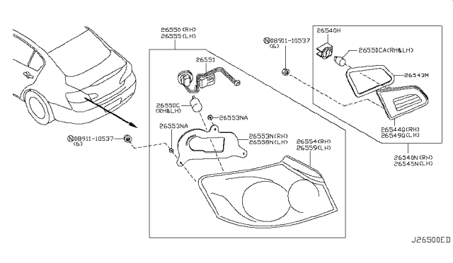 2010 Infiniti G37 Rear Combination Lamp Diagram 1