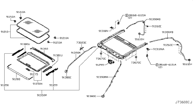 2013 Infiniti G37 Sun Roof Parts Diagram 1