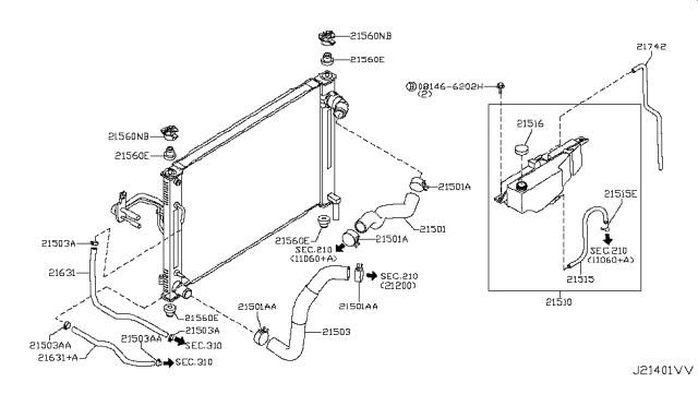 2008 Infiniti G37 Sedan Radiator,Shroud & Inverter Cooling Diagram 1