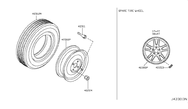 2015 Infiniti Q40 Road Wheel & Tire Diagram 6