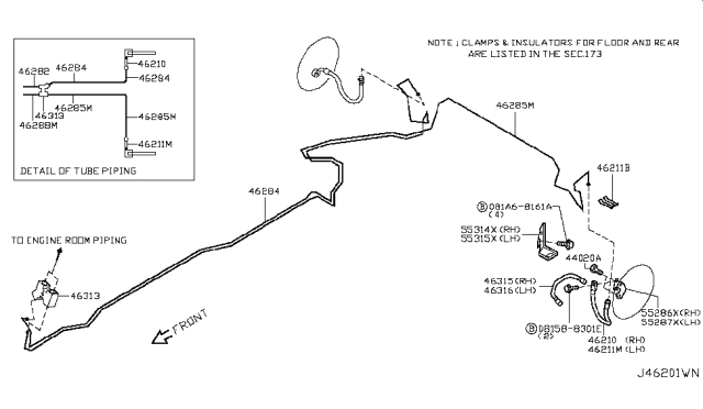 2012 Infiniti G25 Brake Piping & Control Diagram 9