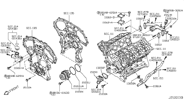 2015 Infiniti Q40 Pump Assy-Water Diagram for B1010-JK20A