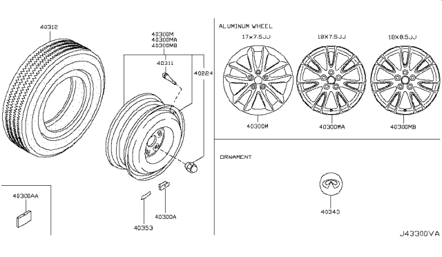 2010 Infiniti G37 Aluminum Wheel Diagram for D0300-JK010