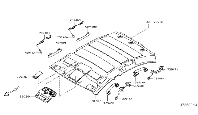 2011 Infiniti G25 Roof Trimming Diagram 1