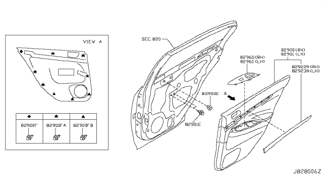 2007 Infiniti G35 Rear Door Trimming Diagram 1