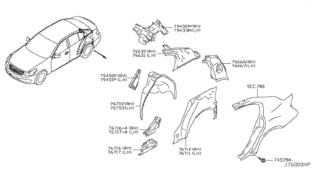 2011 Infiniti G25 Support-Seat Back,LH Diagram for 76777-JK000