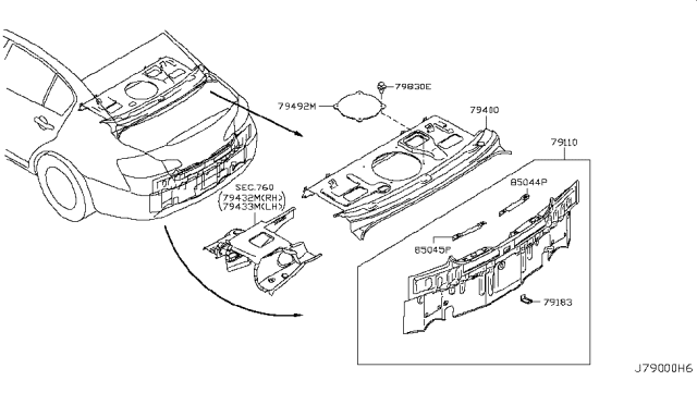 2015 Infiniti Q40 Rear,Back Panel & Fitting Diagram 2