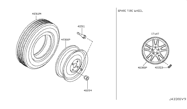 2015 Infiniti Q40 Road Wheel & Tire Diagram 5