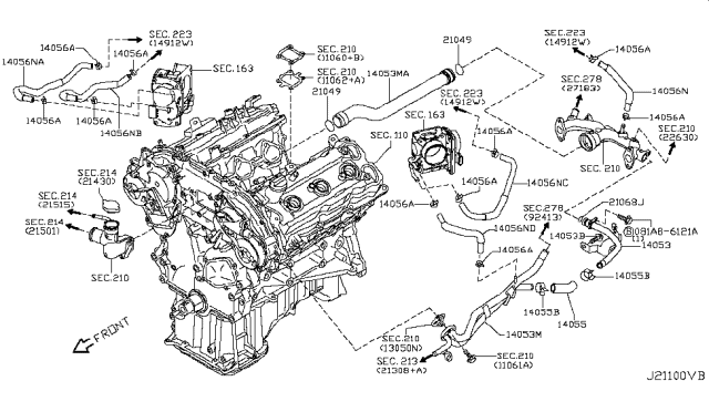 2015 Infiniti Q40 Water Hose & Piping Diagram 1