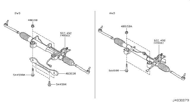 2012 Infiniti G25 Steering Gear Mounting Diagram